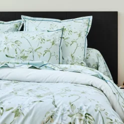 Taie de traversin percale de coton (L200 cm) Eléna Nil Verte
