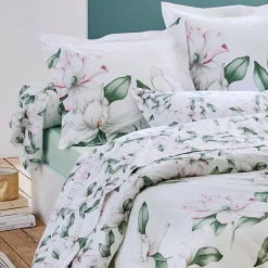 Taie de traversin percale de coton (L200 cm) Magnolia Vert sauge