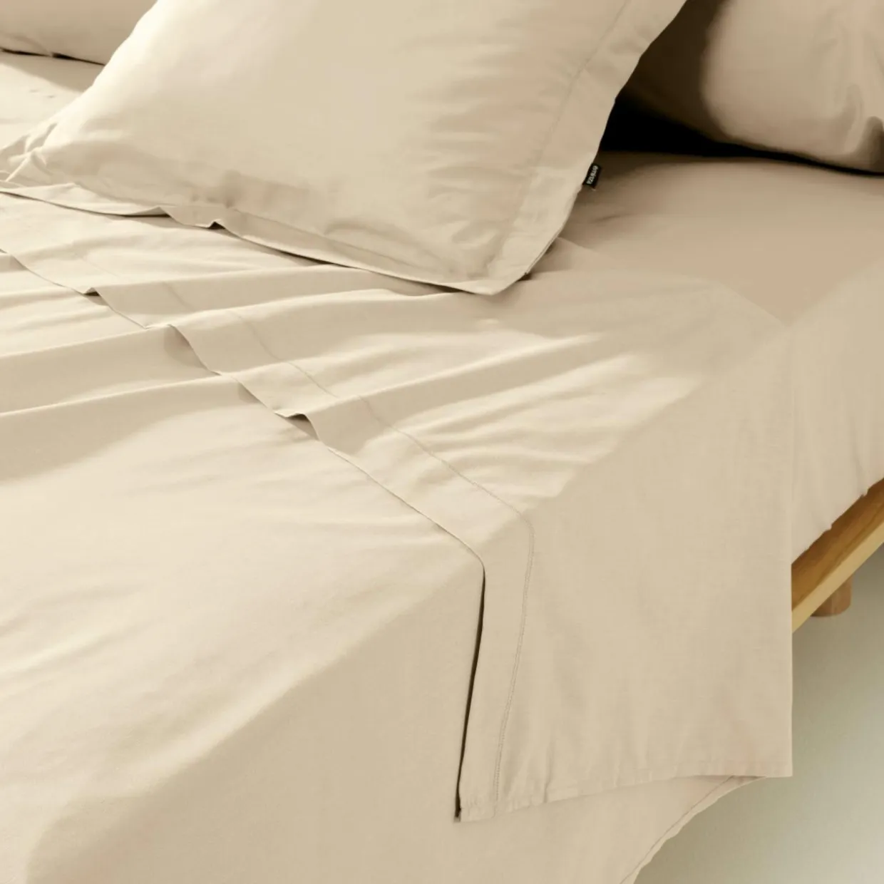 Taie de traversin percale de coton (L185 cm) Cali Beige
