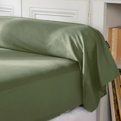 Taie de traversin percale de coton (L185 cm) Cali Vert romarin