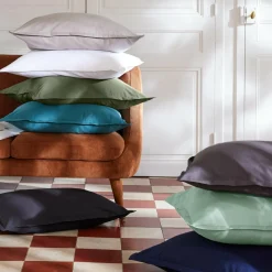 Taie de traversin percale de coton (L185 cm) Cali Bleu ciel