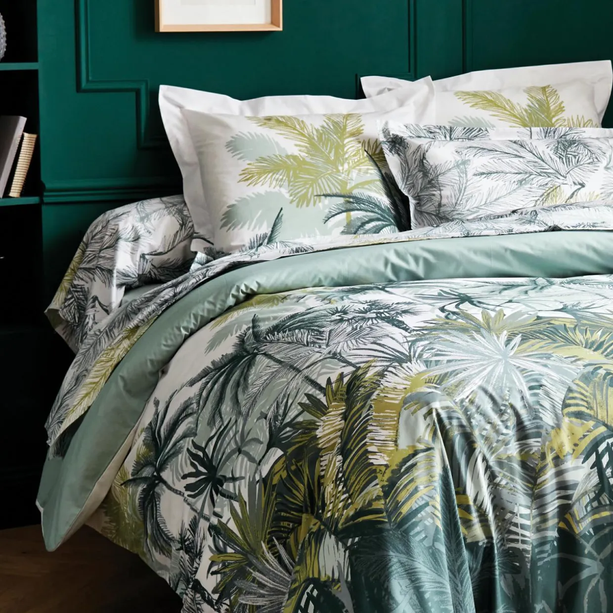 Taie de traversin percale de coton (L200 cm) Trinidad Mousson Verte