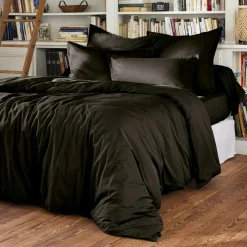 Taie de traversin percale de coton (L185 cm) Cali Noire