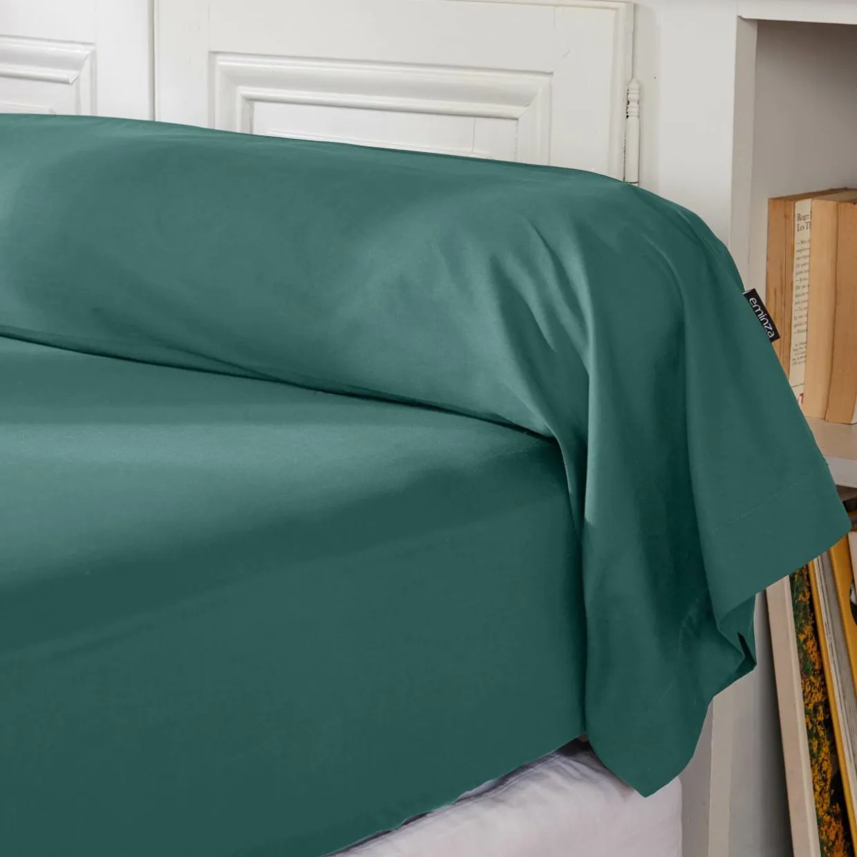 Taie de traversin percale de coton (L185 cm) Cali Bleu canard