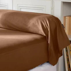 Taie de traversin percale de coton (L185 cm) Cali Marron chocolat