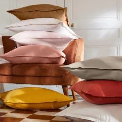 Taie de traversin percale de coton (L185 cm) Cali Taupe