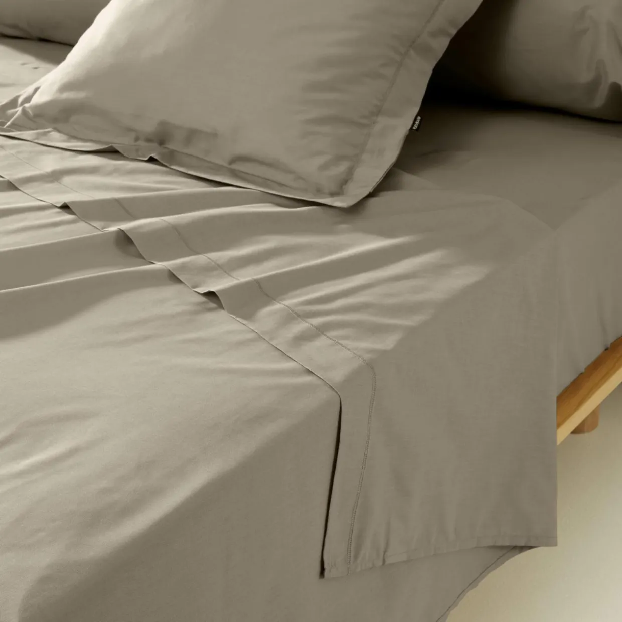 Taie de traversin percale de coton (L185 cm) Cali Taupe