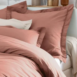 Taie de traversin percale de coton (L185 cm) Cali Bois de rose