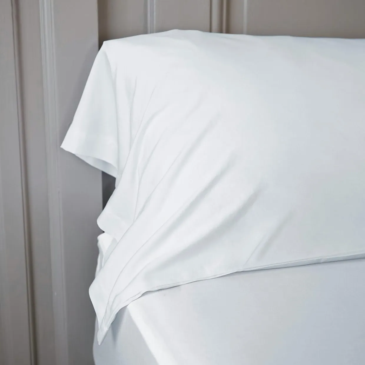 Taie de traversin satin de bambou (L185 cm) Sienna Blanc chantilly