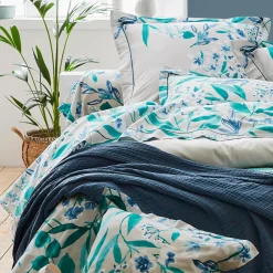 Taie de traversin satin de coton (L200 cm) Frida Vert émeraude