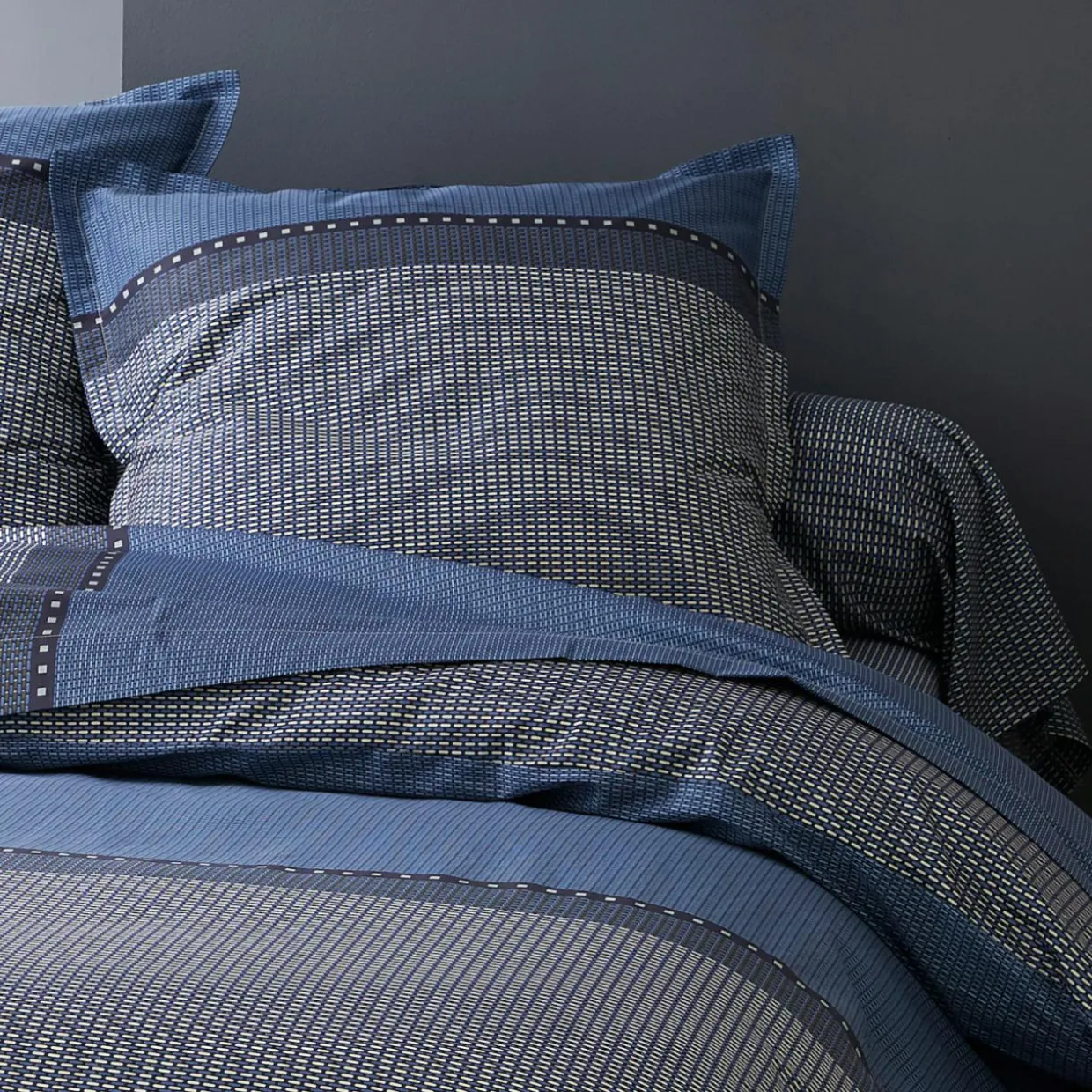 Taie de traversin satin de coton (L200 cm) Enzo Bleue