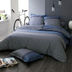 Taie de traversin satin de coton (L200 cm) Enzo Bleue