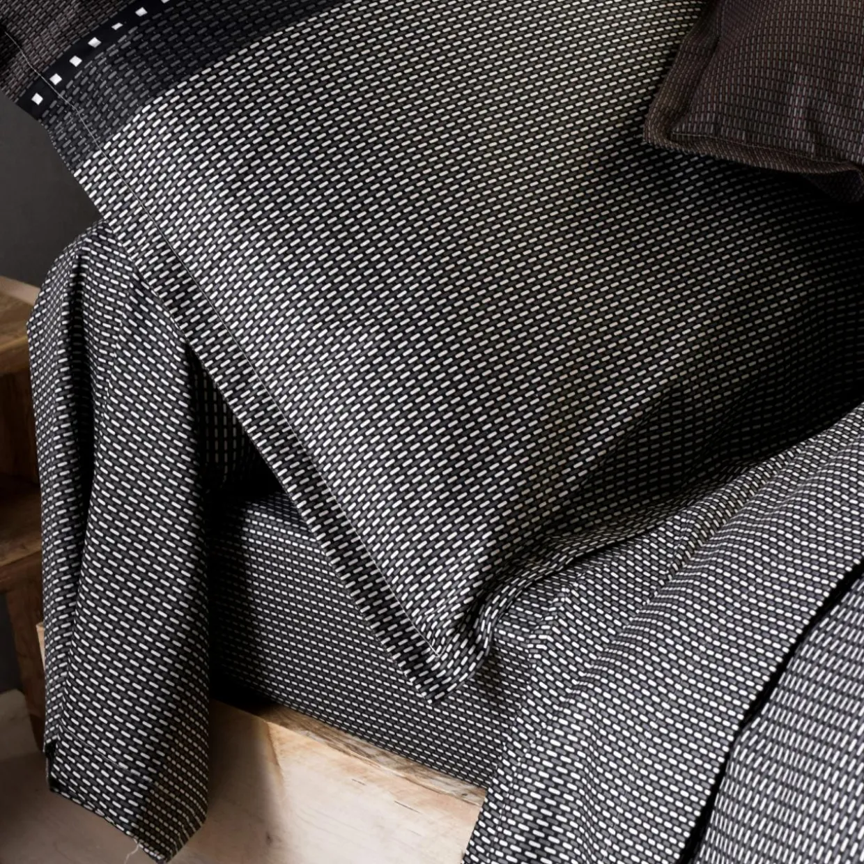 Taie de traversin satin de coton (L200 cm) Enzo Noire