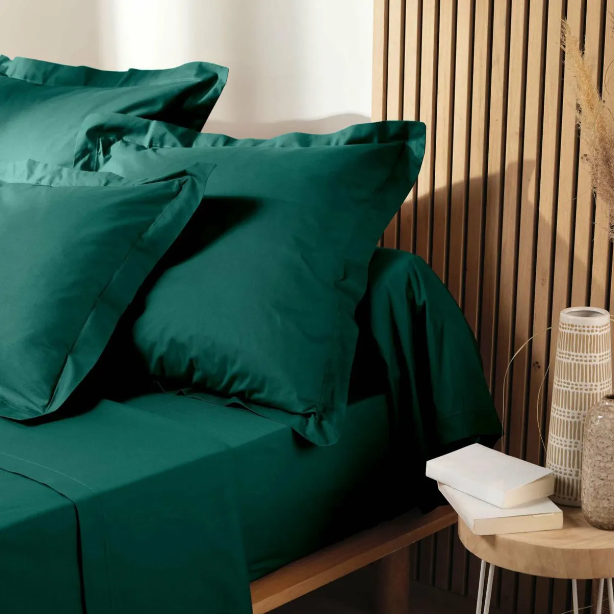 Taie d'oreiller carrée coton bio (63 x 63 cm) Biolina Vert émeraude