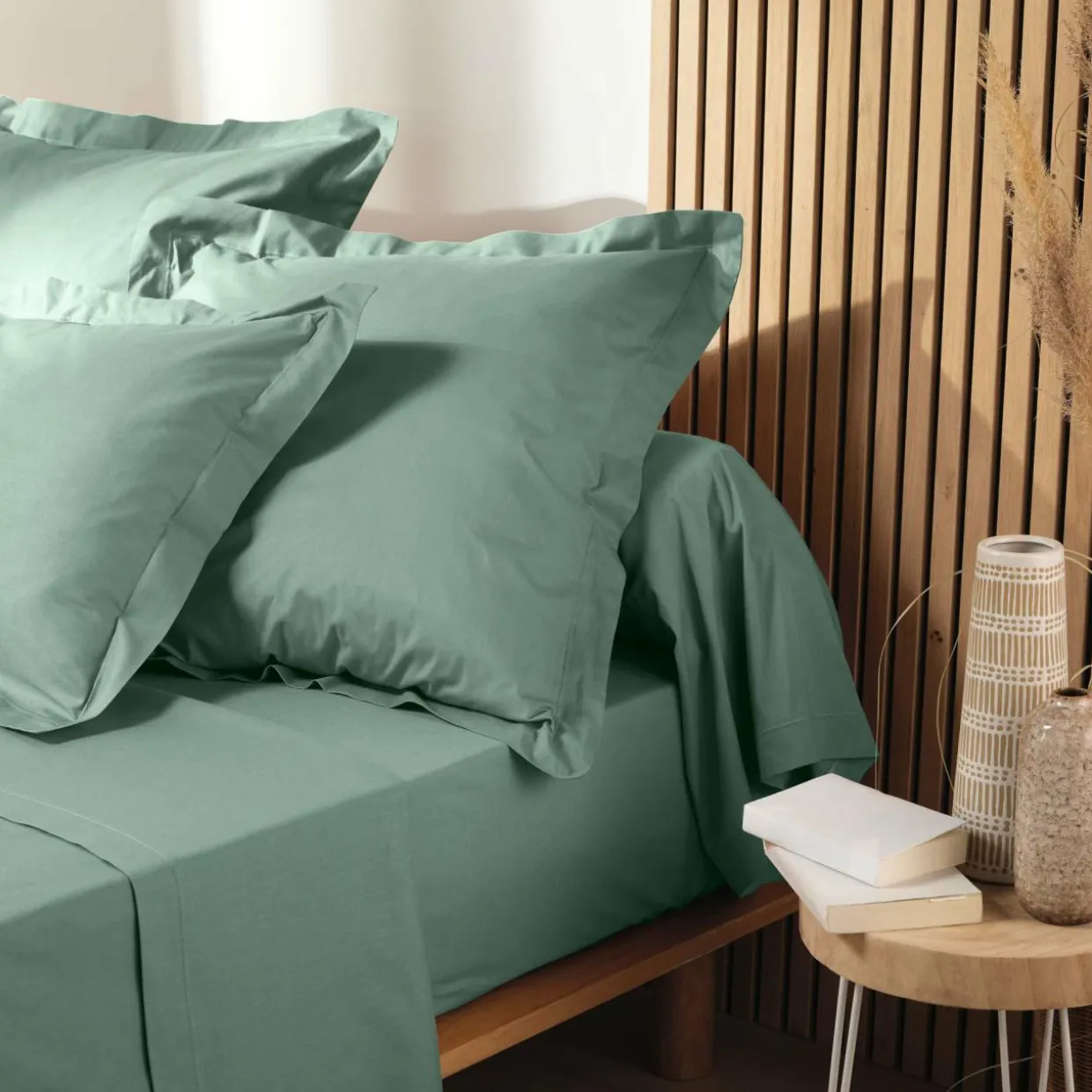 Taie d'oreiller carrée coton bio (63 x 63 cm) Biolina Vert sauge
