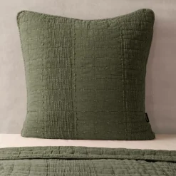 Taie d'oreiller carrée coton (60 x 60 cm) Lena Vert romarin