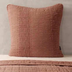 Taie d'oreiller carrée coton (60 x 60 cm) Lena Terracotta