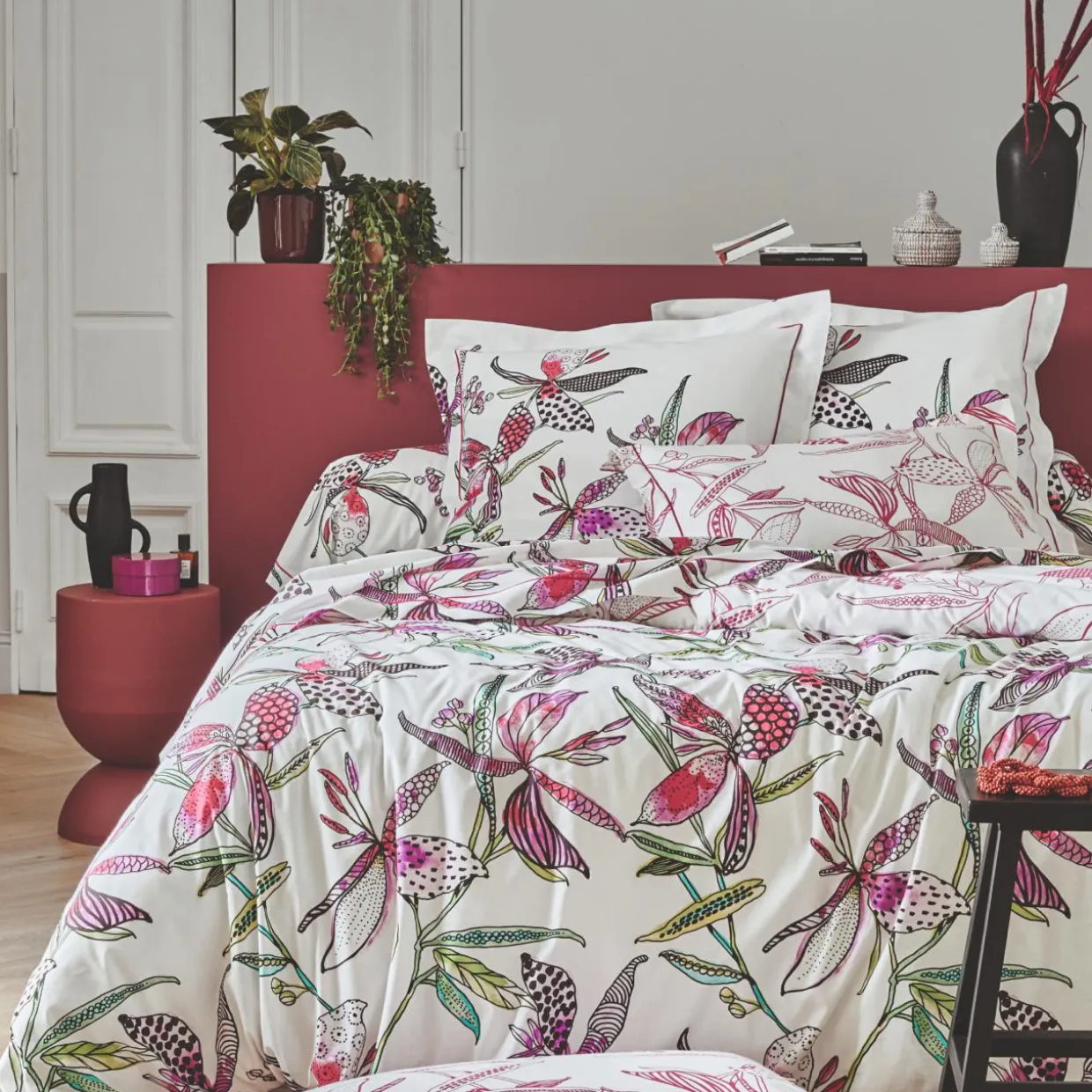 Taie d'oreiller carrée coton (65 x 65 cm) Pénélope Rose