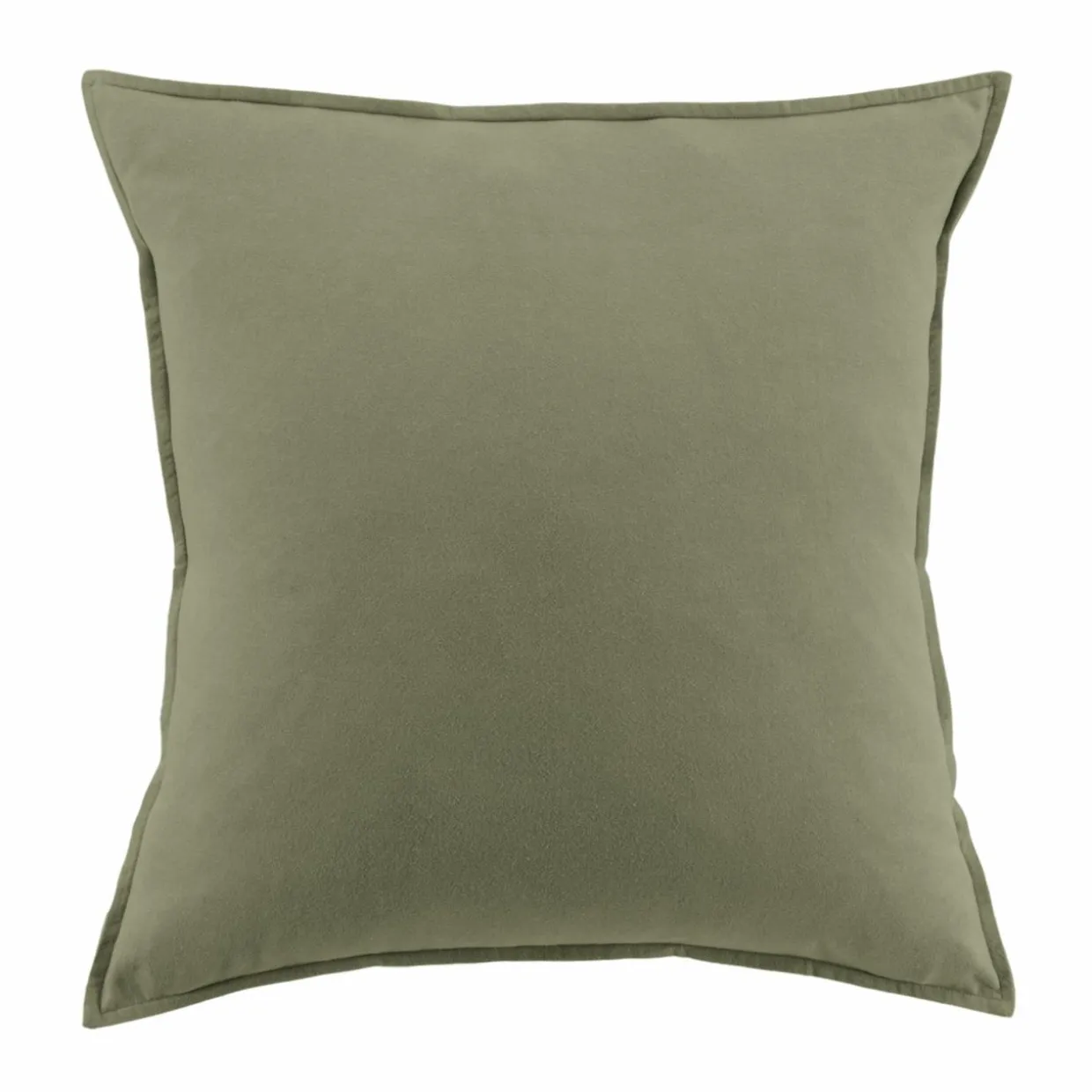 Taie d'oreiller carrée flanelle de coton (80 x 80 cm) Nina Vert romarin