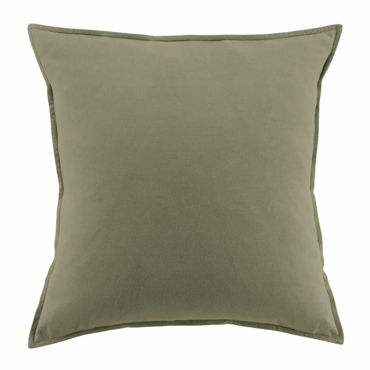 Taie d'oreiller carrée flanelle de coton (63 x 63 cm) Théa Vert romarin