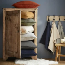 Taie d'oreiller carrée flanelle de coton (63 x 63 cm) Théa Gris clair