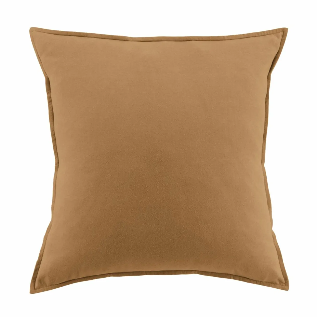 Taie d'oreiller carrée flanelle de coton (63 x 63 cm) Théa Camel