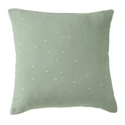 Taie d'oreiller carrée gaze de coton (60 x 60 cm) Gaïa Chic Vert eucalyptus