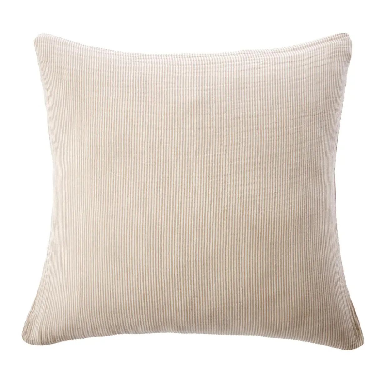 Taie d'oreiller Carrée gaze de coton (60 x 60 cm) Gaïa rayures Ficelle