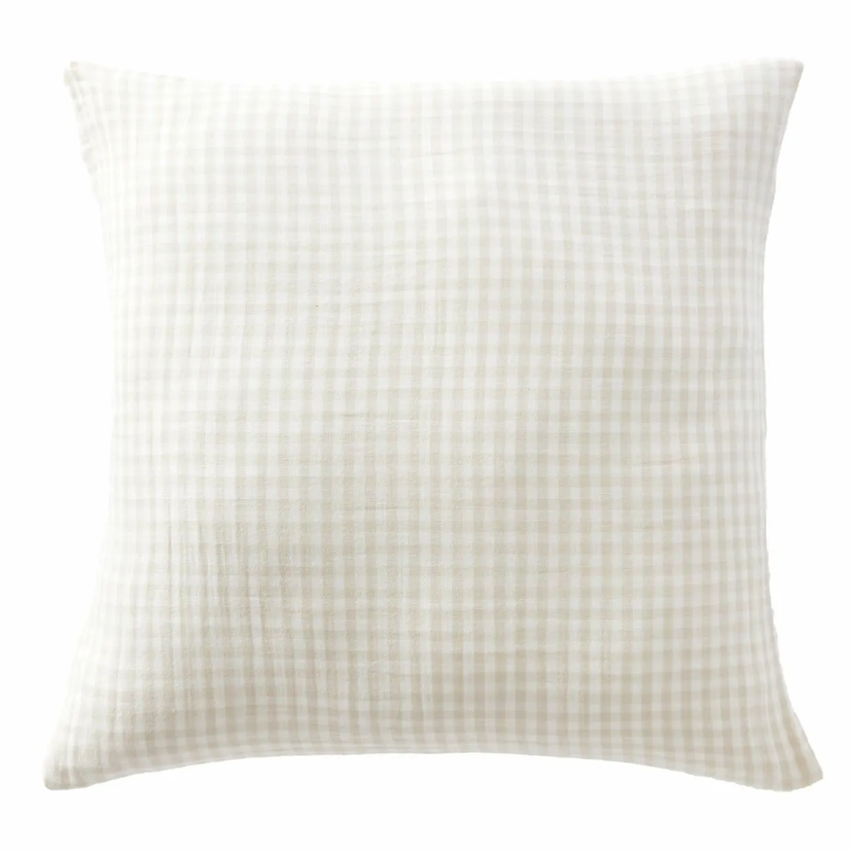 Taie d'oreiller Carrée gaze de coton (80 x 80 cm) Gaïa Vichy Beige