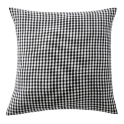 Taie d'oreiller Carrée gaze de coton (80 x 80 cm) Gaïa Vichy Noir