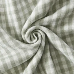 Taie d'oreiller carrée gaze de coton (80 x 80 cm) Gaïa Vichy Vert eucalyptus