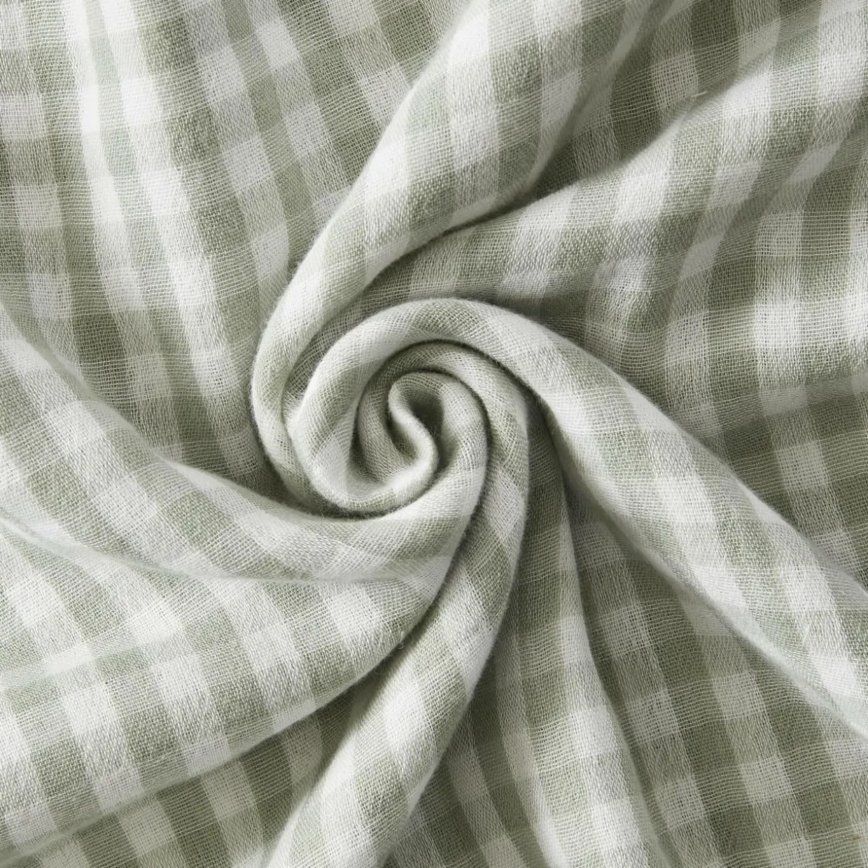 Taie d'oreiller carrée gaze de coton (80 x 80 cm) Gaïa Vichy Vert eucalyptus