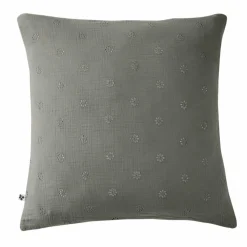 Taie d'oreiller carrée gaze de coton (60 x 60 cm) Gaïa Boho Gris granit