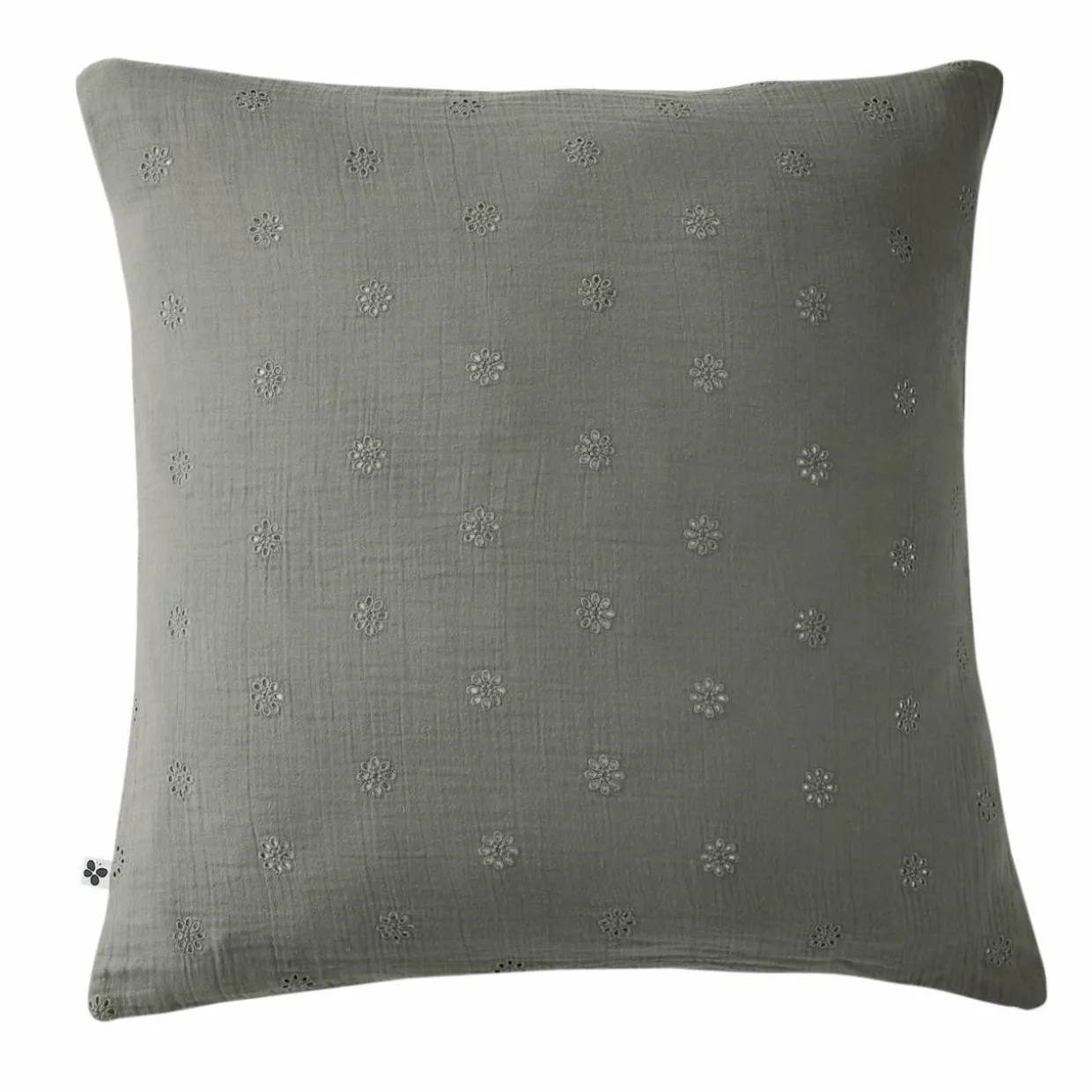Taie d'oreiller carrée gaze de coton (60 x 60 cm) Gaïa Boho Gris granit