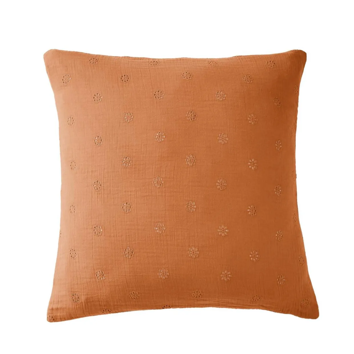 Taie d'oreiller carrée gaze de coton (60 x 60 cm) Gaïa Boho Abricot