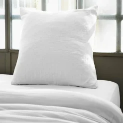 Taie d'oreiller carrée gaze de coton (60 x 60 cm) Gaïa Blanc chantilly