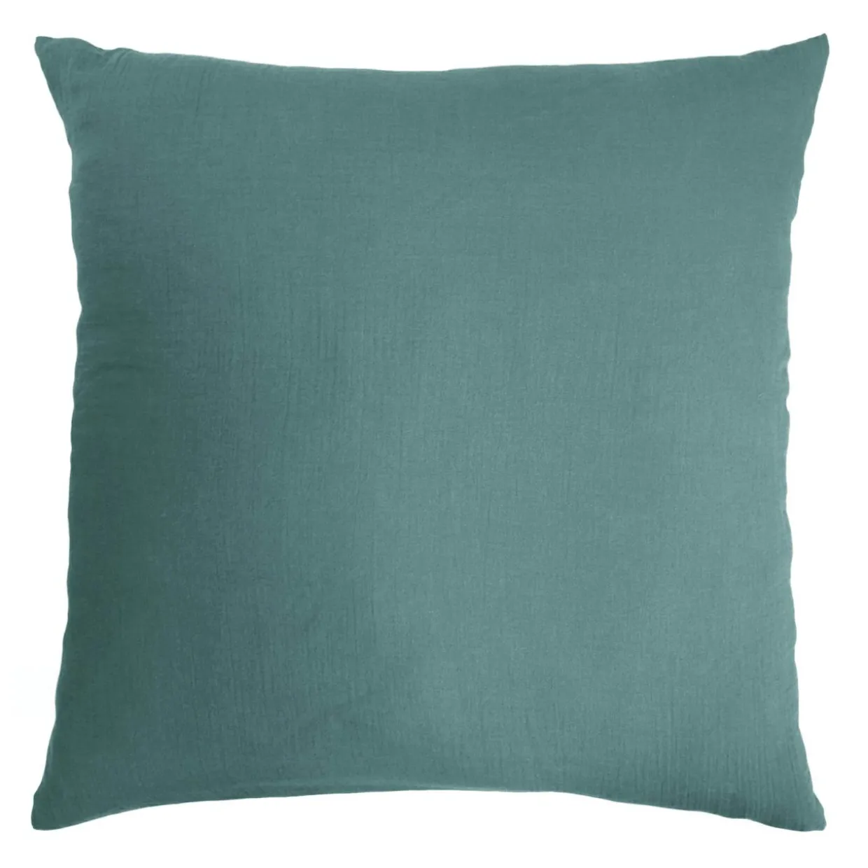 Taie d'oreiller carrée gaze de coton (60 x 60 cm) Gaïa Bleu canard