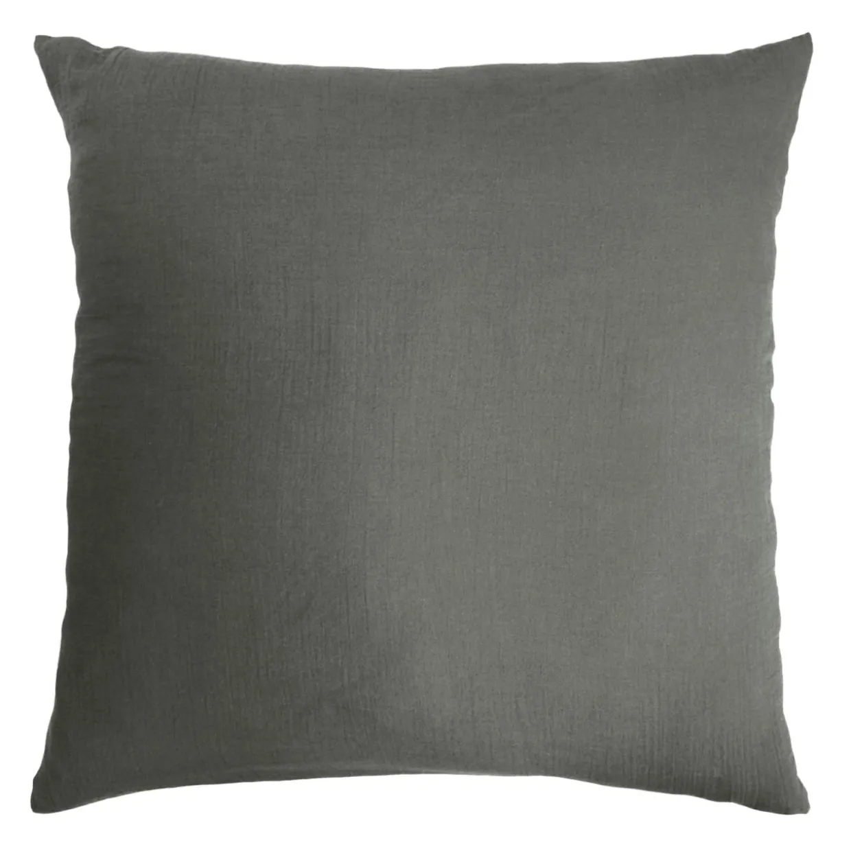 Taie d'oreiller carrée gaze de coton (80 x 80 cm) Gaïa Gris granit