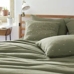Taie d'oreiller carrée gaze de coton (60 x 60 cm) Gaïa Chic Vert romarin