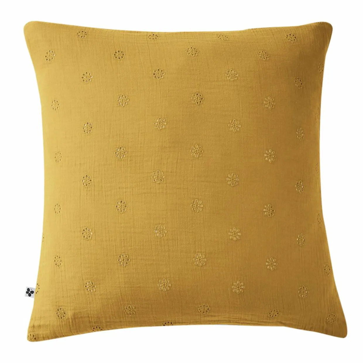 Taie d'oreiller carrée gaze de coton (60 x 60 cm) Gaïa Boho Jaune safran
