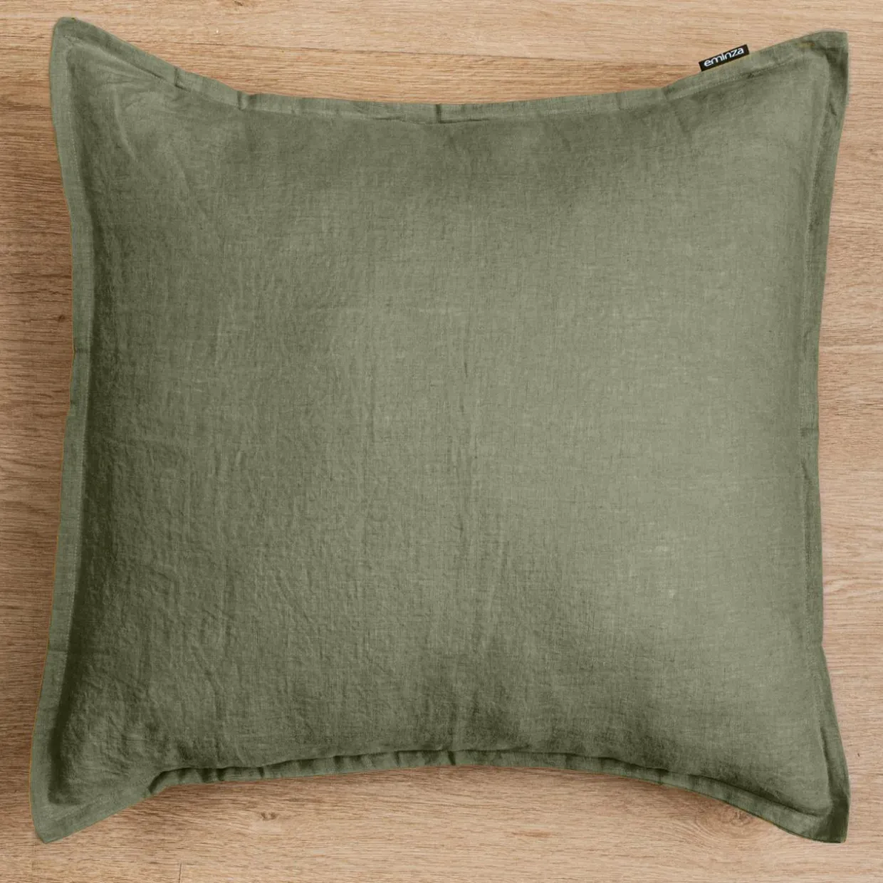 Taie d'oreiller carrée lin lavé (80 x 80 cm) Louise Vert romarin