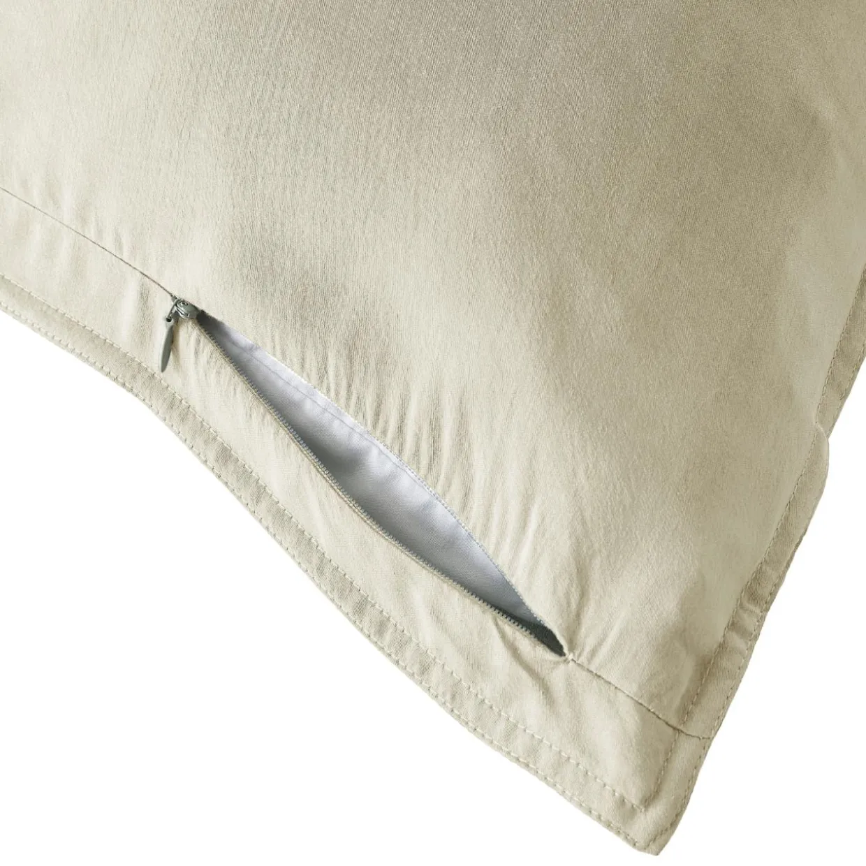Taie d'oreiller carrée lyocell Tencel™ lavé (63 x 63 cm) Olivia Beige pampa