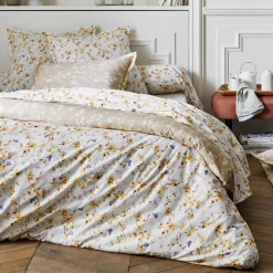 Taie d'oreiller carrée percale de coton Bel amour Jaune