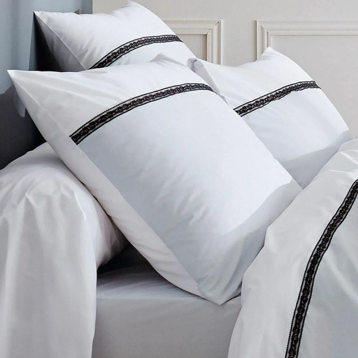 Taie d'oreiller carrée percale de coton Passion Blanche