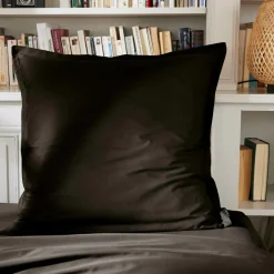 Taie d'oreiller carrée percale de coton (65 x 65 cm) Cali Noire