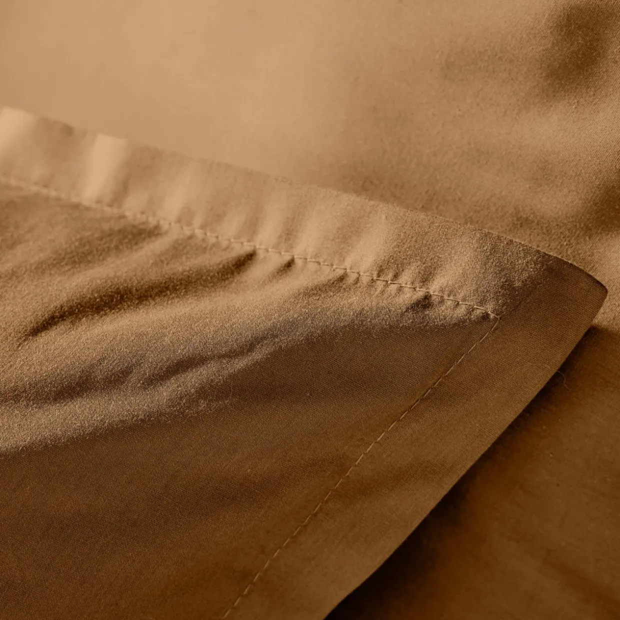 Taie d'oreiller carrée percale de coton (65 x 65 cm) Cali Camel