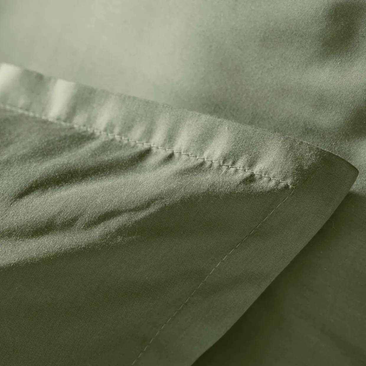 Taie d'oreiller carrée percale de coton (80 x 80 cm) Cali Vert romarin