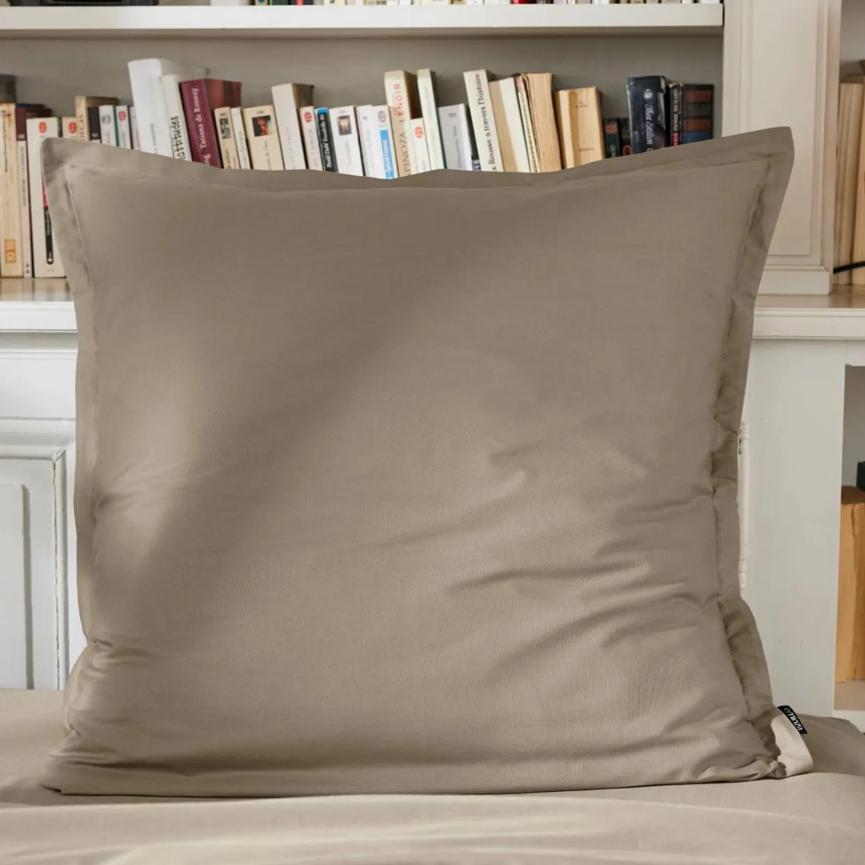 Taie d'oreiller carrée percale de coton (80 x 80 cm) Cali Taupe