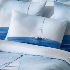 Taie d'oreiller carrée percale de coton (65 x 65 cm) Regate Bleue
