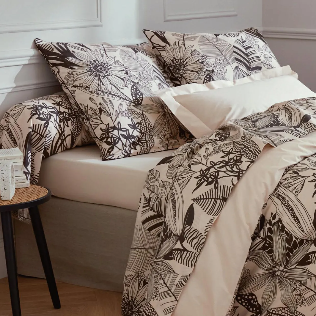 Taie d'oreiller carrée percale de coton (65 x 65 cm) Alba Noire